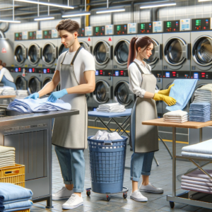 Wäschereimitarbeiter in der Zeitarbeit